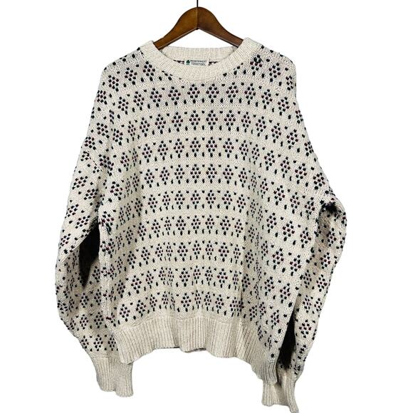Vintage 90s Northwest Territory Crew Neck Sweater Dot Stripe - XL - Picture 1 of 6